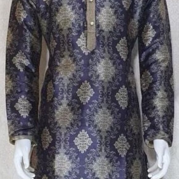 Mens Silk Indian Digital print super soft Kurta Set - Picture 2 of 5